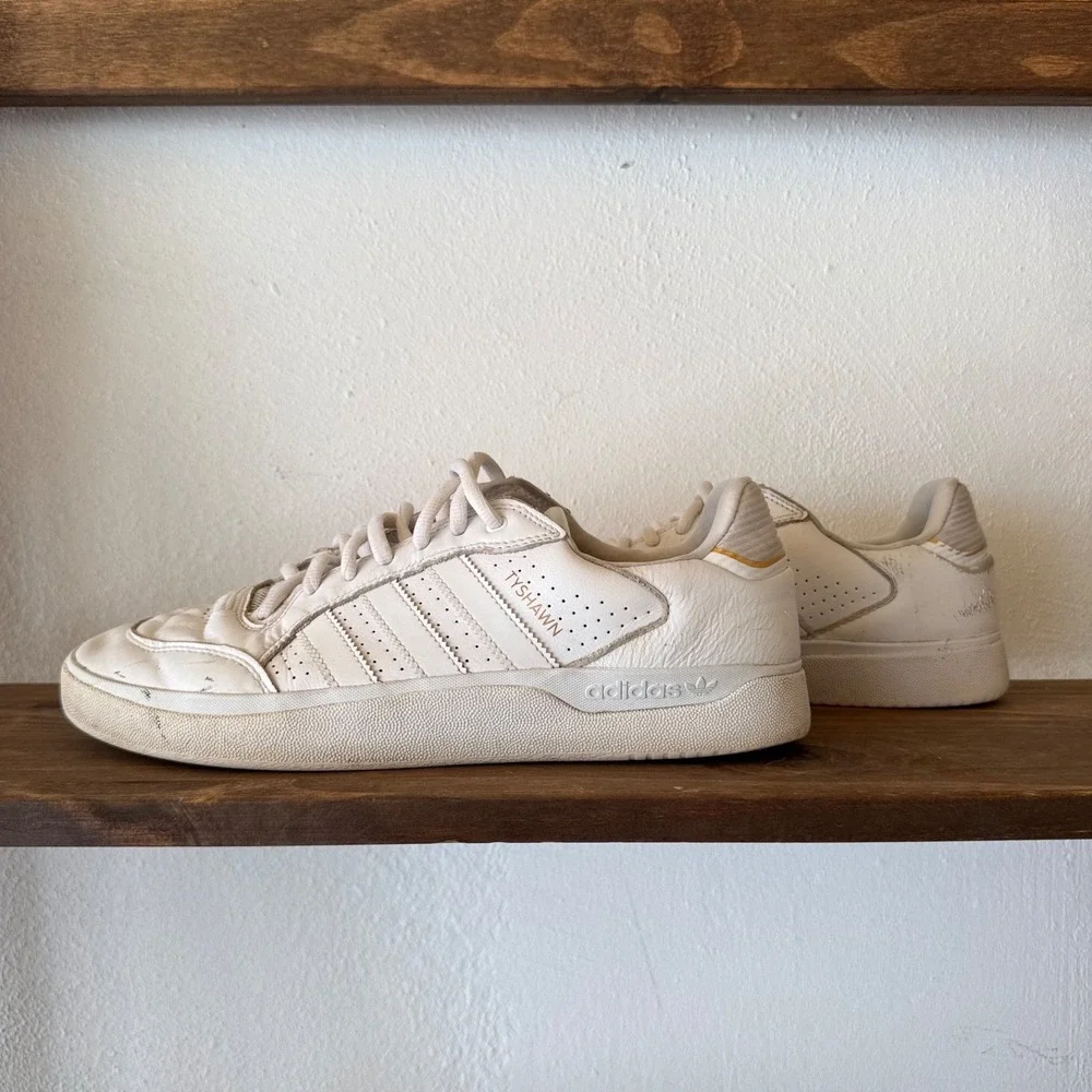 Adidas Tyshawn Jones White Leather Skate Shoes Men's Size 12 Sneakers